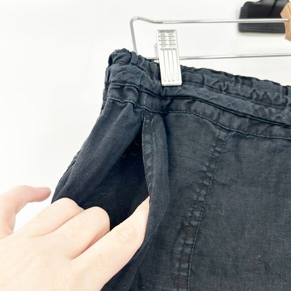 Allen Allen Womens Minimalist Beachy‎ Pull On Wide Leg 100% Linen Pants XL Black - Picture 4 of 7